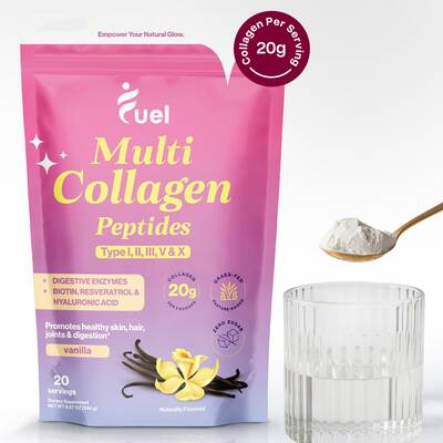 Fuel Multi Collagen Peptides Hydrolized ALL IN ONE Beauty Powder 10 Ingredients for Glowing Skin Healthy Hair & Nail Car