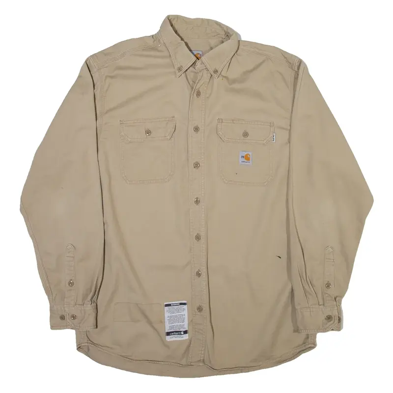 CARHARTT Mens Plain Shirt Brown Long Sleeve L