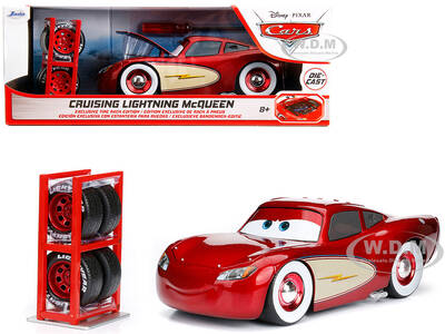 Cruising Lightning McQueen Red Metallic with Extra Wheels Disney & Pixar Cars Movie Hollywood Rides Series Diecast Model Car ...