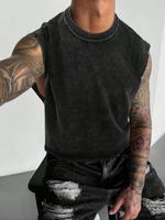 Men's Regular Fit Solid Round Neck Tank Top, Casual Comfy Sleeveless Top for Daily Wear, Men's Clothes for All Seasons