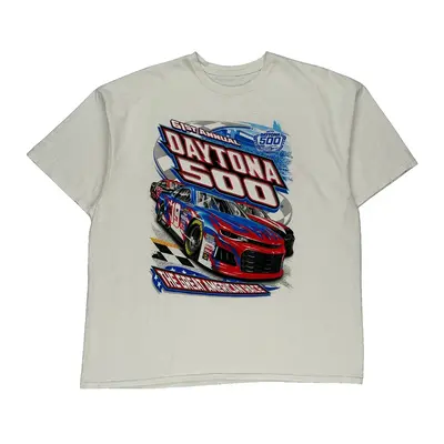 Daytona 500 Unbranded Nascar T-Shirt - 2XL White Cotton