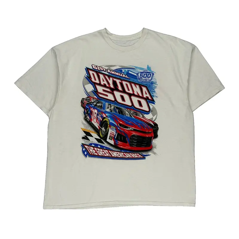 Daytona 500 Unbranded Nascar T-Shirt - 2XL White Cotton