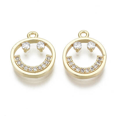Brass Micro Pave Clear Cubic Zirconia Charms