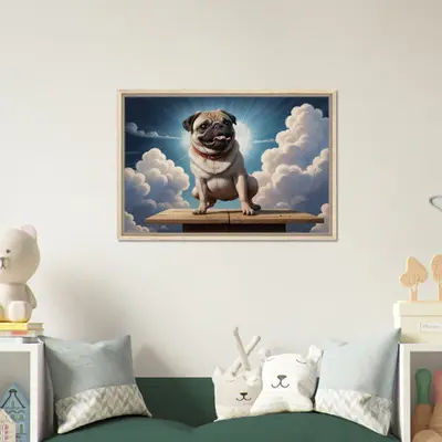 Playful Pug - Sitting Proud in the Sky