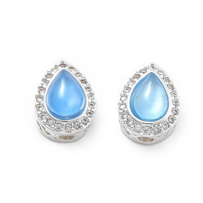 Brass Light Sky Blue Glass Teardrop Multi-Strand Links