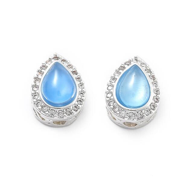 Brass Light Sky Blue Glass Teardrop Multi-Strand Links