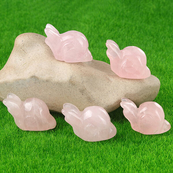 Natural Rose Quartz Carved Healing Snail Figurines