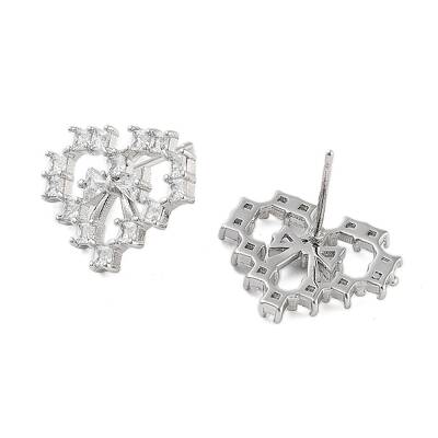Rack Plating Heart Brass Stud Earrings
