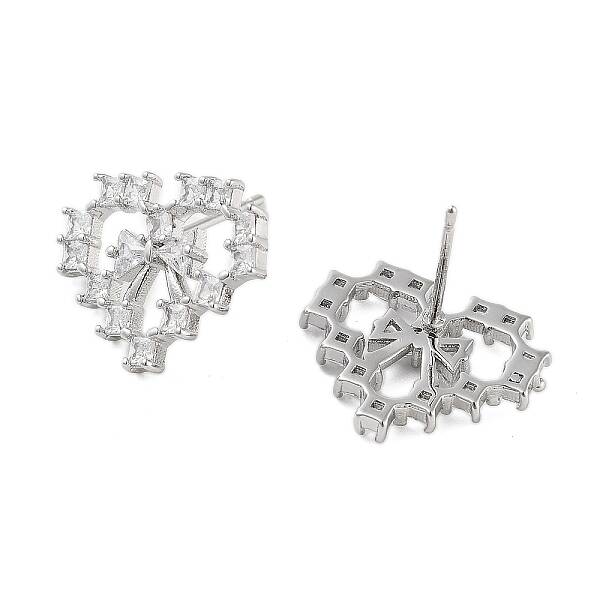 Rack Plating Heart Brass Stud Earrings