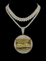 Luxury Rhinestone Design Sparkling Rhinestones Chains Pendant Necklace, 1 Set Punk Hip Hop Cuban Link Chain Jewelry for Party...