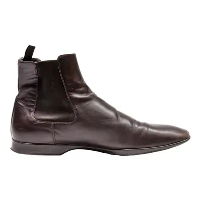 PRADA Ankle Boots Brown Leather Mens UK 8.5