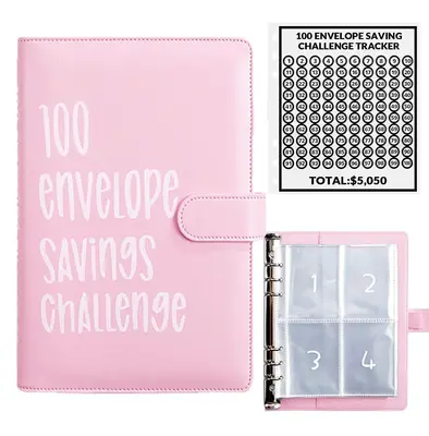 100 Cash Envelope Challenge - A5 Money Saver Budget Binder with Cash Envelopes and Numbers, 100-Days Easy and Funny Ways to S...
