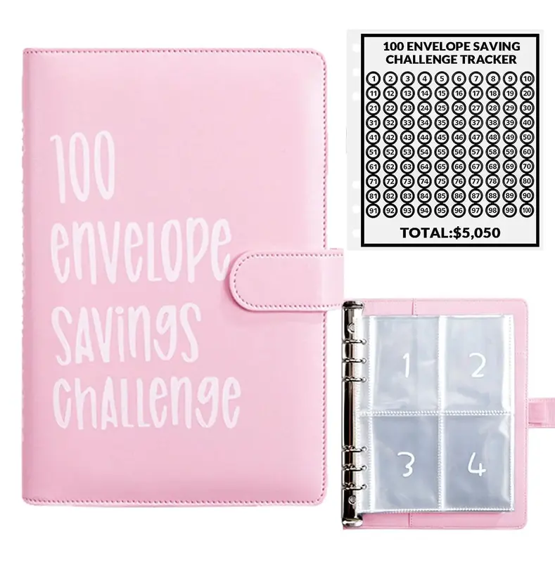 100 Cash Envelope Challenge - A5 Money Saver Budget Binder with Cash Envelopes and Numbers, 100-Days Easy and Funny Ways to S...