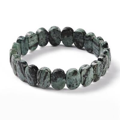 Natural Agate Oval Beaded Stretch Bracelet