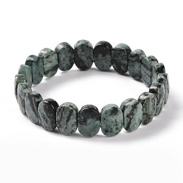 Natural Agate Oval Beaded Stretch Bracelet