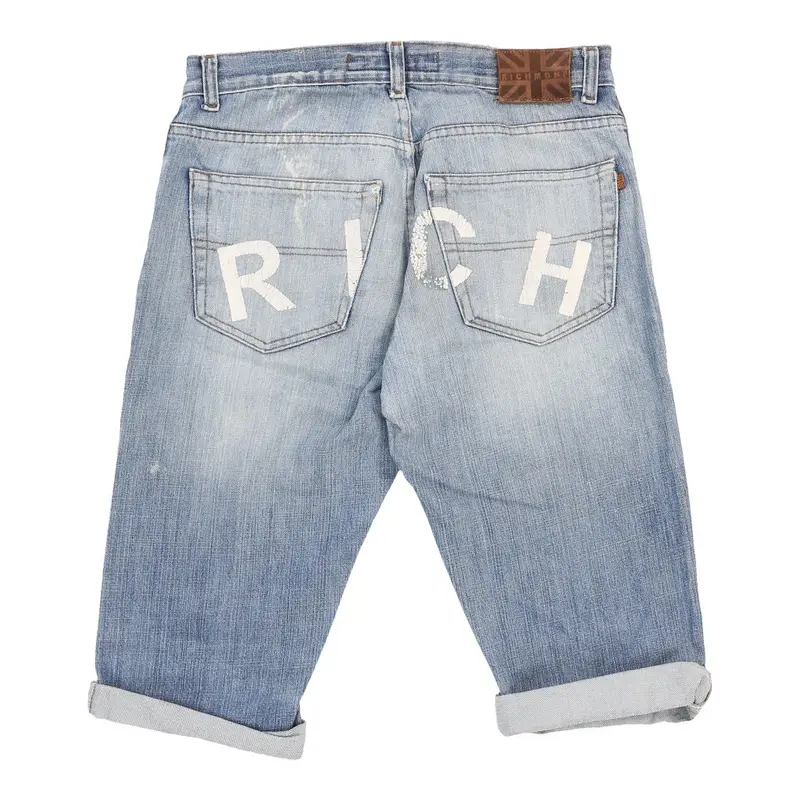 Richmond Denim Shorts - 30W 14L Blue Cotton