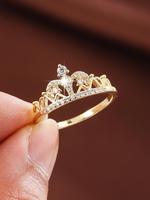 Artificial Zircon Decor Crown Design Ring, Princess Ring, Fashion Accessories for Women, Elegant Jewelry for Party, Daily Clo...