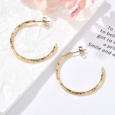 304 Stainless Steel C-Shaped Stud Earrings