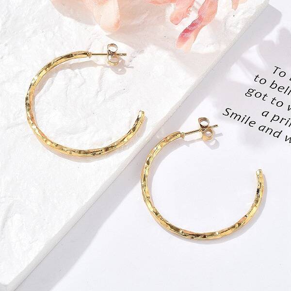 304 Stainless Steel C-Shaped Stud Earrings