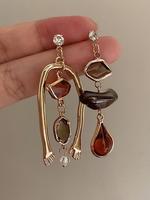 Vintage Geometric Asymmetry Design Dangle Earrings, 2024 New Style Fashion Jewelry for Party, Daily Clothing Decor, Trendy Al...