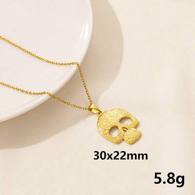 Minimalist Stainless Steel Skull Pendant Necklace for Women