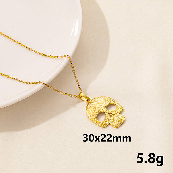 Minimalist Stainless Steel Skull Pendant Necklace for Women