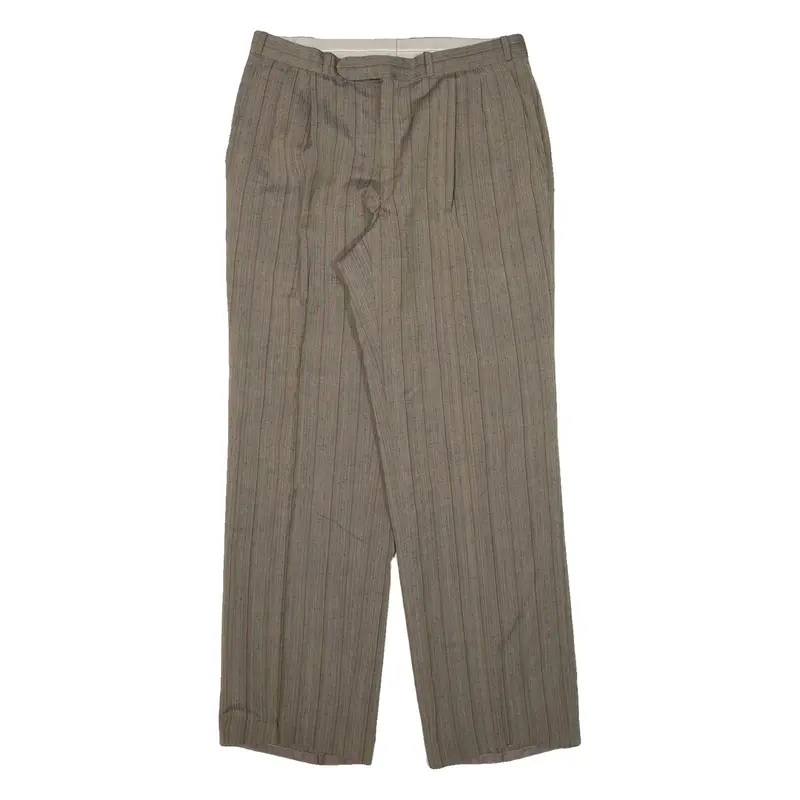 MODEMA Pleated Mens Trousers Green Loose Straight W31 L30
