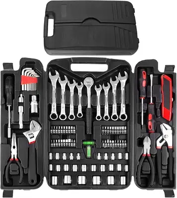 95-Piece Tool Set, Car Tool Kit, Mechanics Tool Set with Portable Toolbox, Including Adjustable Wrench, Pliers, and Socket Bi...