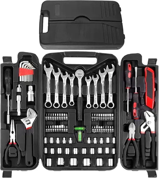 95-Piece Tool Set, Car Tool Kit, Mechanics Tool Set with Portable Toolbox, Including Adjustable Wrench, Pliers, and Socket Bi...