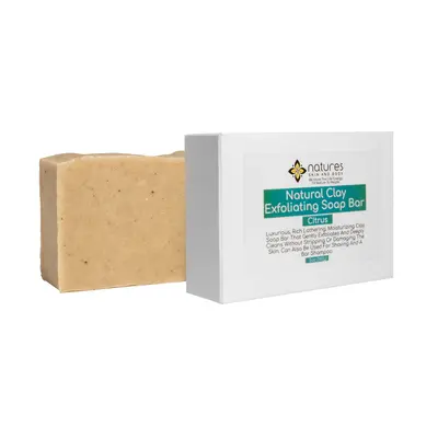 Natural Clay Exfoliating Soap Bar Citrus-Luxurious organic moisturizing soap with very rich-thick lather. Deeply Cleans witho...