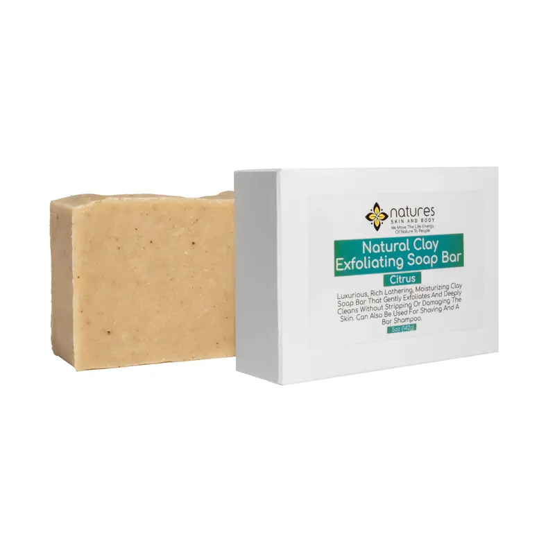 Natural Clay Exfoliating Soap Bar Citrus-Luxurious organic moisturizing soap with very rich-thick lather. Deeply Cleans witho...