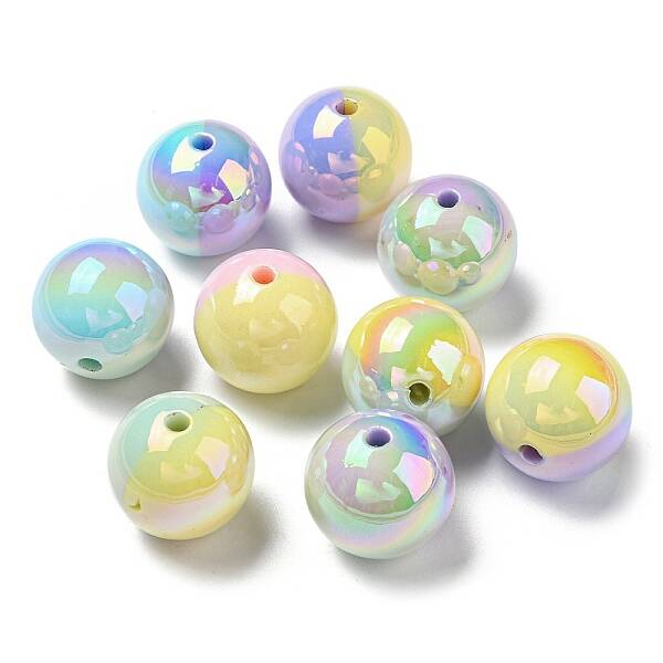 UV Plating Rainbow Iridescent Opaque Acrylic Beads