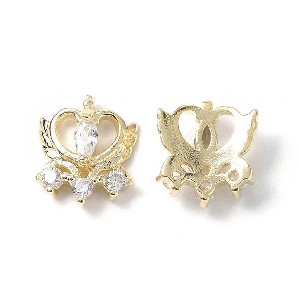 Brass Micro Pave Clear Cubic Zirconia Cabochons