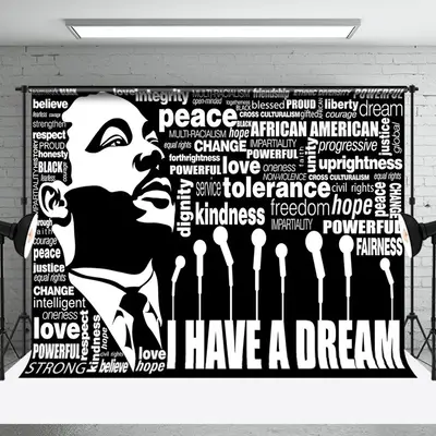 Apeturee Black White Justice Slogan Speech MLK Day Backdrop | MLK Day Background | Black History Month Event Backdrop | Socia...
