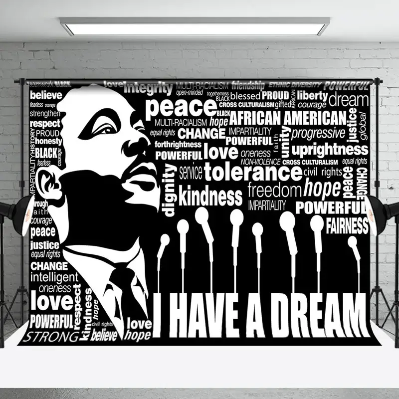 Apeturee Black White Justice Slogan Speech MLK Day Backdrop | MLK Day Background | Black History Month Event Backdrop | Socia...