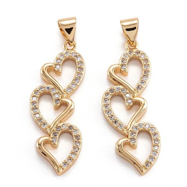 Brass Micro Pave Clear Cubic Zirconia Beads Pendant
