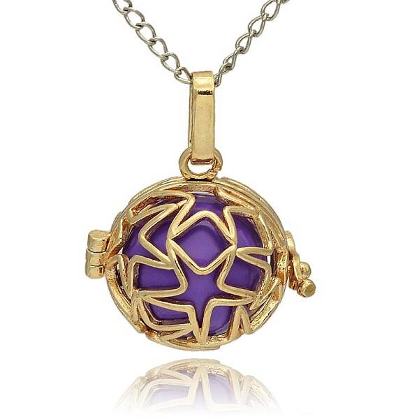 Golden Tone Brass Hollow Round Cage Pendants