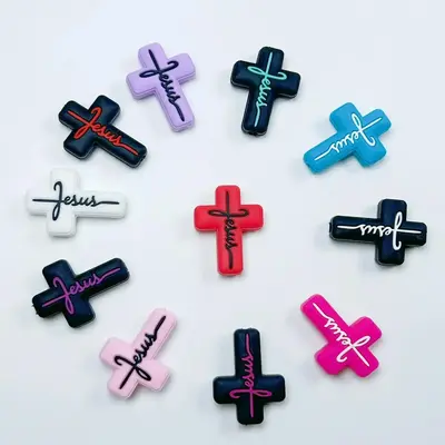 Random Cross Silicone Bead, DIY Handmade Creative Keychain Bracelet Car Chain Decoration (11pcs/set), Jewelry Making Supplies...