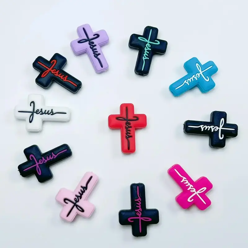 Random Cross Silicone Bead, DIY Handmade Creative Keychain Bracelet Car Chain Decoration (11pcs/set), Jewelry Making Supplies...