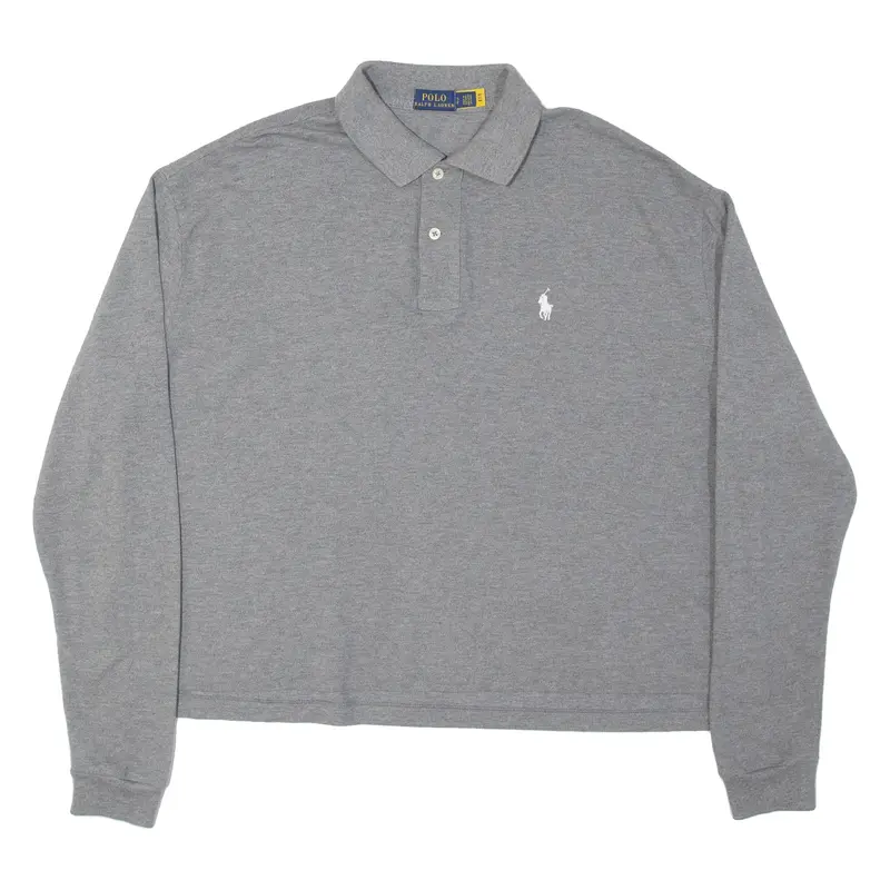 POLO RALPH LAUREN Womens Polo Shirt Grey Long Sleeve S