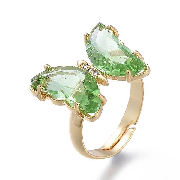 Adjustable Brass Glass Finger Rings
