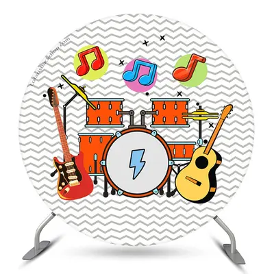 Aperturee Rock Of Music Lovely Piano Round Backdrop Kit For Kid | Circle Party Backdrop | Circle Background For Party | Custo...