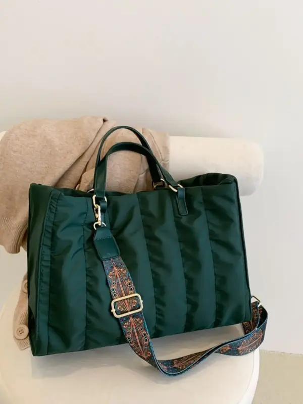 Women's Elegant Puffer Quilted Tote Bag, Large Capacity Shoulder Bag, Casual Trendy Versatile High-quality Daily Commuting Ba...