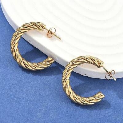 304 Stainless Steel Half Hoop Earrings