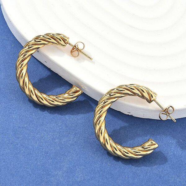 304 Stainless Steel Half Hoop Earrings