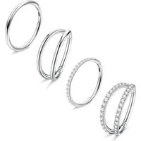 4PCS 18G Nose Rings Hoops, Surgical Steel Earrings Tragus Septum Piercing CZ Clicker Septum Ring Hinged Segment Septum Conch ...