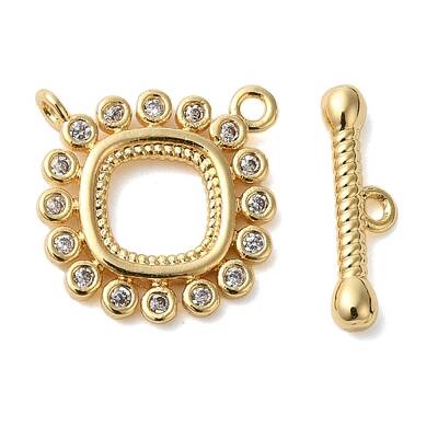 Brass Micro Pave Clear Cubic Zirconia Toggle Clasps