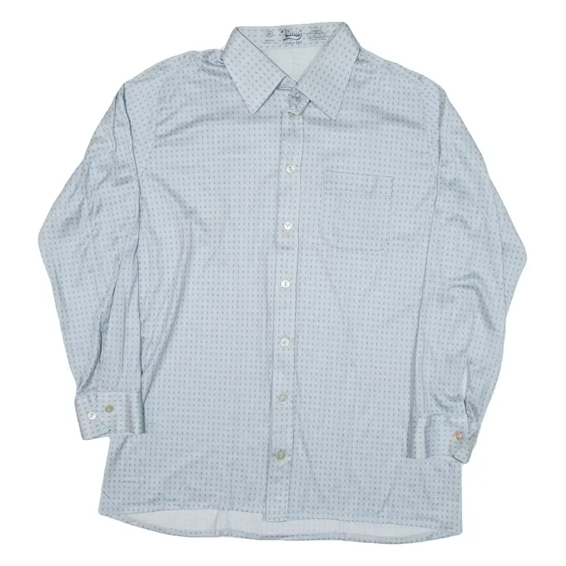 Mens Shirt Blue Crazy Pattern Long Sleeve S