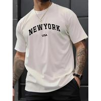 Men's Fashion Trend Cotton Round Neck Casual Letter Printed T-shirt