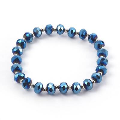 Electroplate Glass Stretch Bracelets